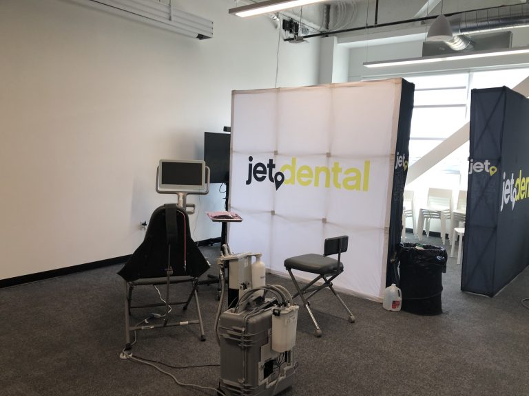 on-site jet dental booth setup